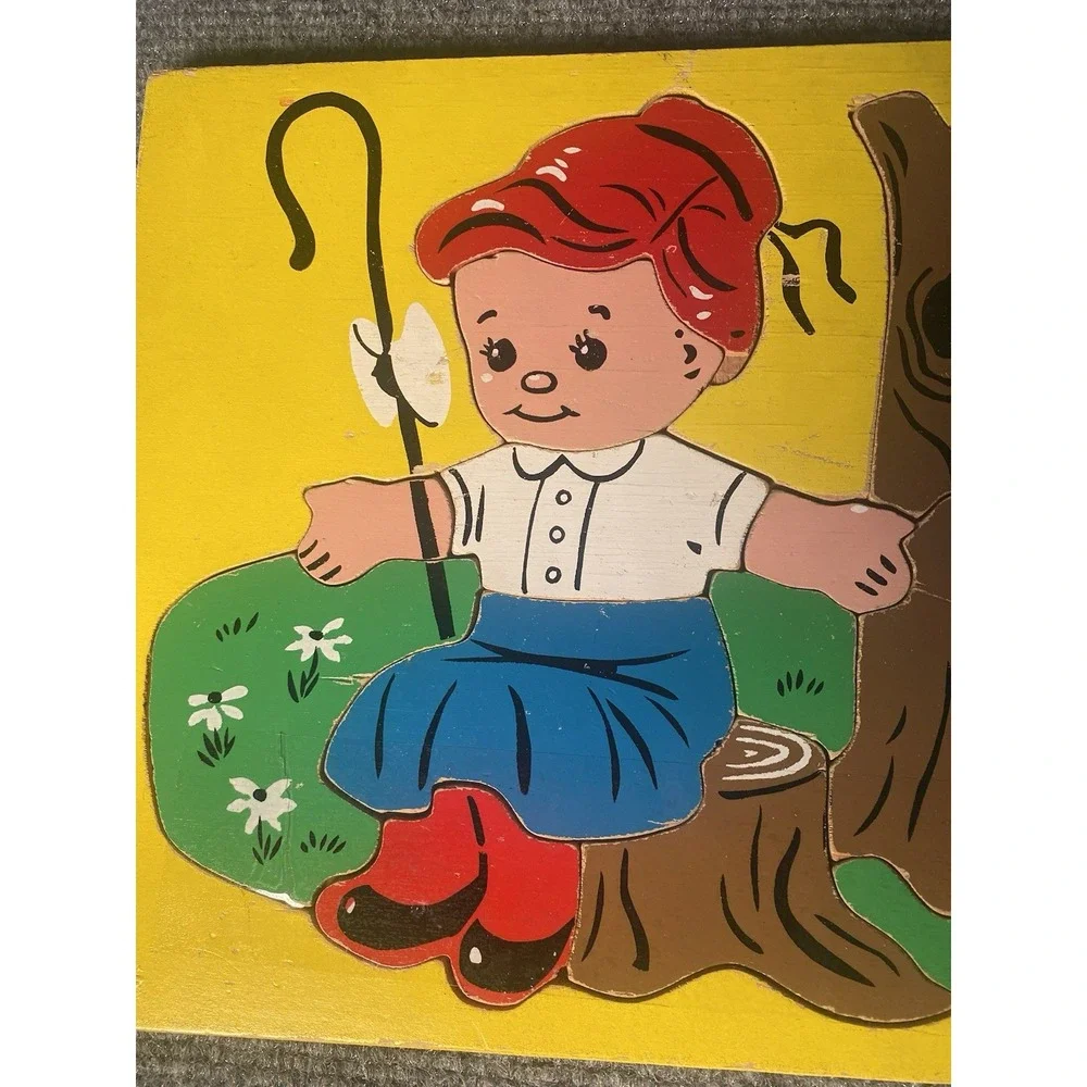 Sifo (1944-1975) Little Bo-Peep Vintage Wood Tray Puzzle Complete